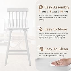 LUE BONA Windsor Wooden Bar Stools Set of 2 for