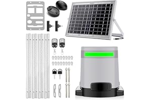 Blütezeit 1400lb Sliding Gate Opener WiFi Control, Solar Powered Automatic Slide Gate Motor Rack Driven, Backup Battery Powered Door Opener with Remote Complete Kits (Solar Panel & Racks Included)