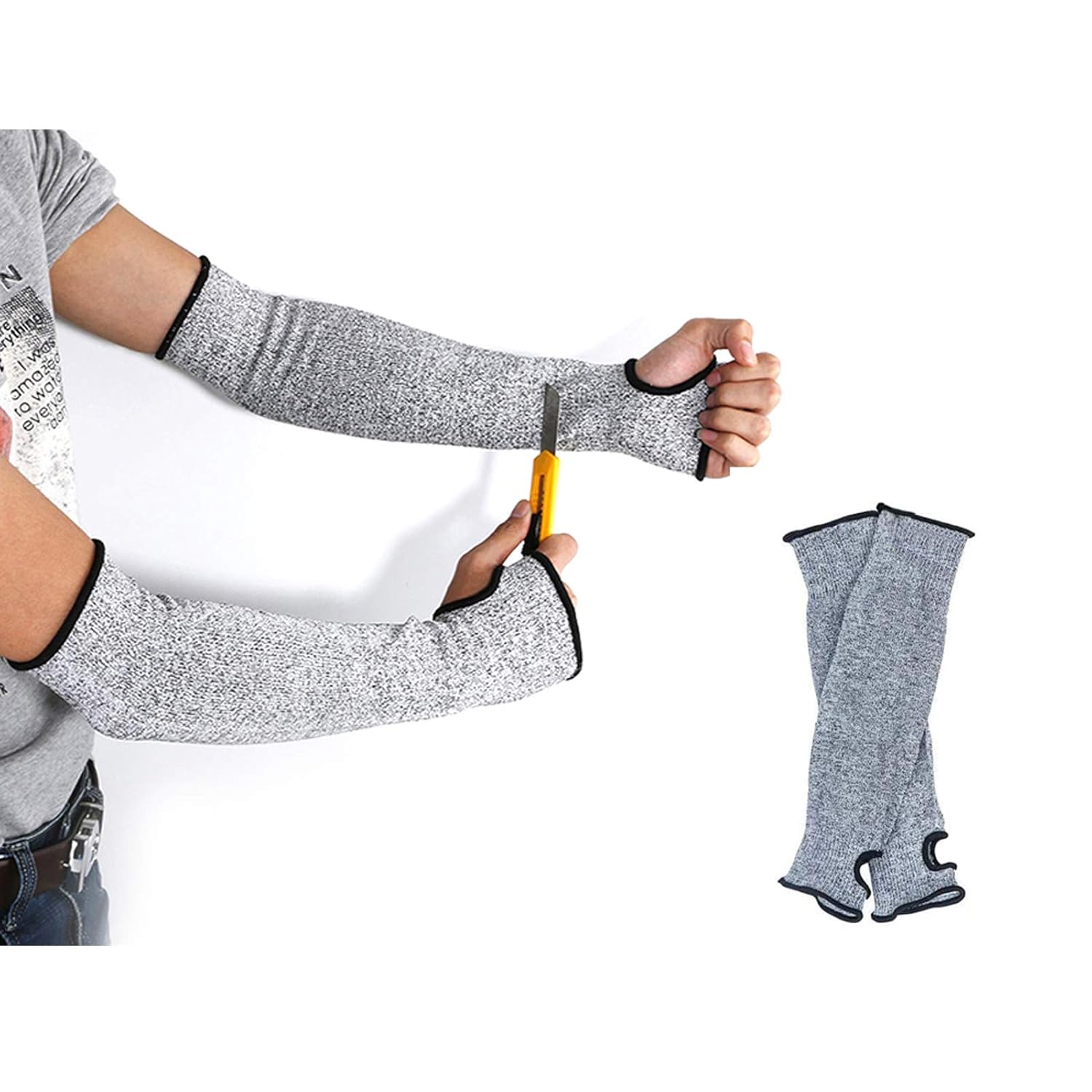Cut Resistant Knit Sleeves with Thumb Slot