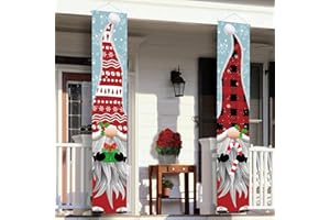 ORIENTAL CHERRY Outdoor Christmas Decorations - Gnomes Porch Sign Banners Hanging Decorations - Xmas Holiday Decor for Outside Indoor Yard Home Front Door Garage Wall
