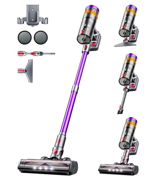VIAFLY CORDLESS VACUUM CLEANER, 600W 50KPA 70 MINS VACUUM CLEANERS FOR HOME, SELF-STANDING STICK VACUUM WITH TOUCH SCREEN, WALL DOCK, ANTI-TANGLE RECHARGEABLE VACUUM FOR PET HAIR CARPET HARDWOOD FLOOR