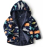 PINU Fashion Cool Print Fleece Hooded Jacket for Toddlers Kids Unisex Winter Autumn Spring Warm Cartoon Outerwear