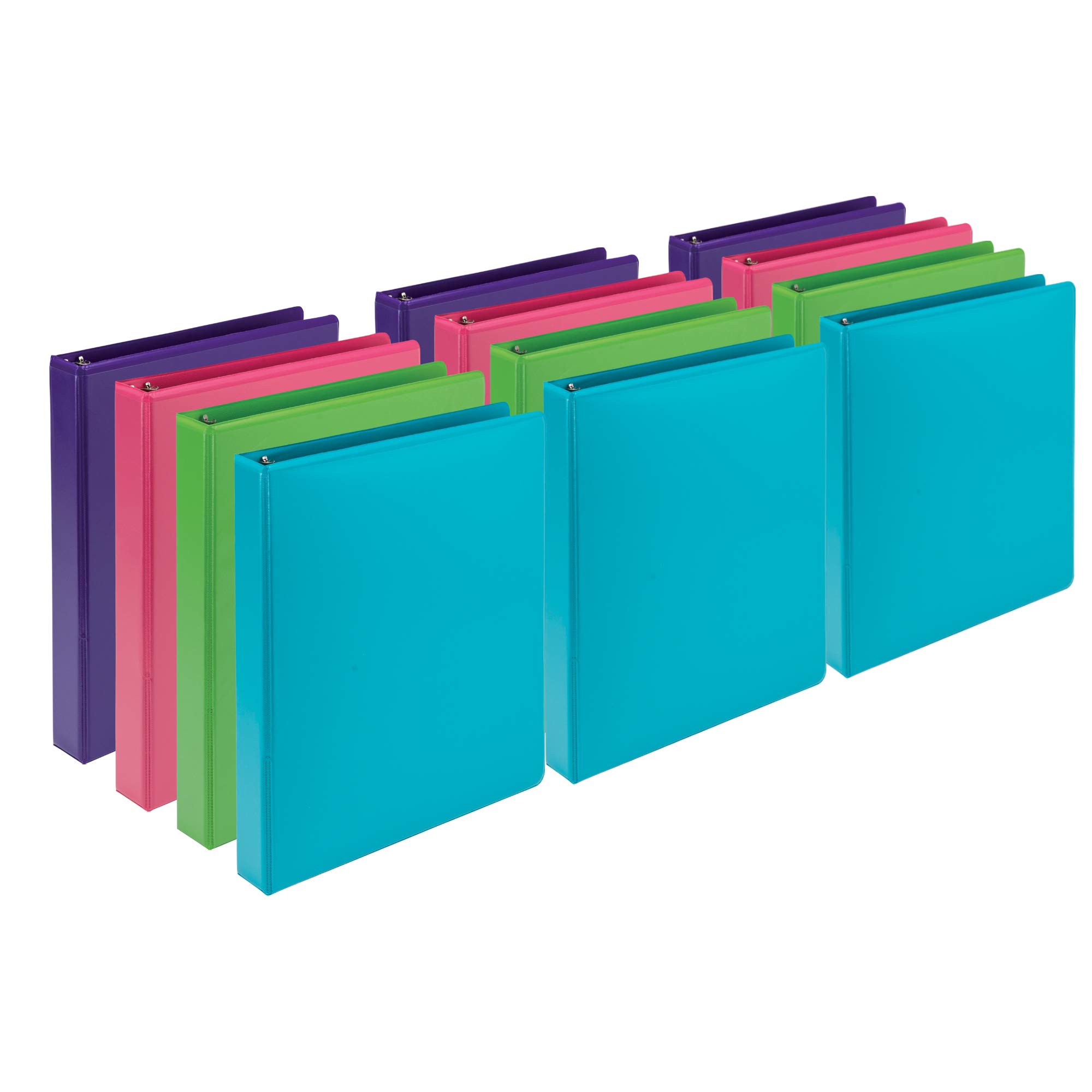 Samsill Earth’s Choice, Durable Fashion Color 3 Ring View Binder, 1 Inch Round Ring, Up to 25% Plant Based Plastic, Eco-Friendly, USDA Certified Biobased, Multi Color Bulk Binder 12 Pack (MP128939)