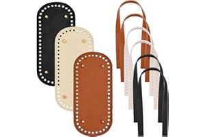Vesaneae 3 PCS PU Leather Crocheter Bag Bottom, Oval Bag Base Crochet Bag with 6 PU Straps, for Handbag Tote Bags Purse DIY M