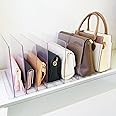PHOJEWI Purse Organizer for Closet, Adjustable Clear Shelf Dividers for Closet Organization Plastic Purse Storage Organizer Bag Organizer