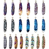 FASHEWELRY Printed Alloy Feather Charms Pendants Mixed Color Feather Rack Plating Alloy Pendants Animals Wings Plumage Charms Metal Collection for DIY Necklace Bracelet Jewelry Making