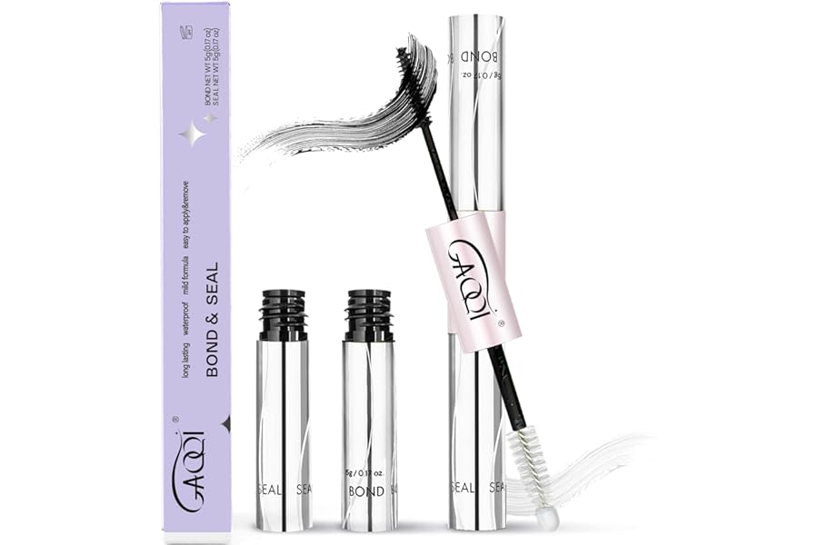 GAQQI Lash Cluster Glue, Lash Bond and Seal Waterproof, Bond & Seal Eyelash Glue for Clusters, Eyelash Adhesive Black Long-Lasting 72H, Latex-Free（5ml+5ml）