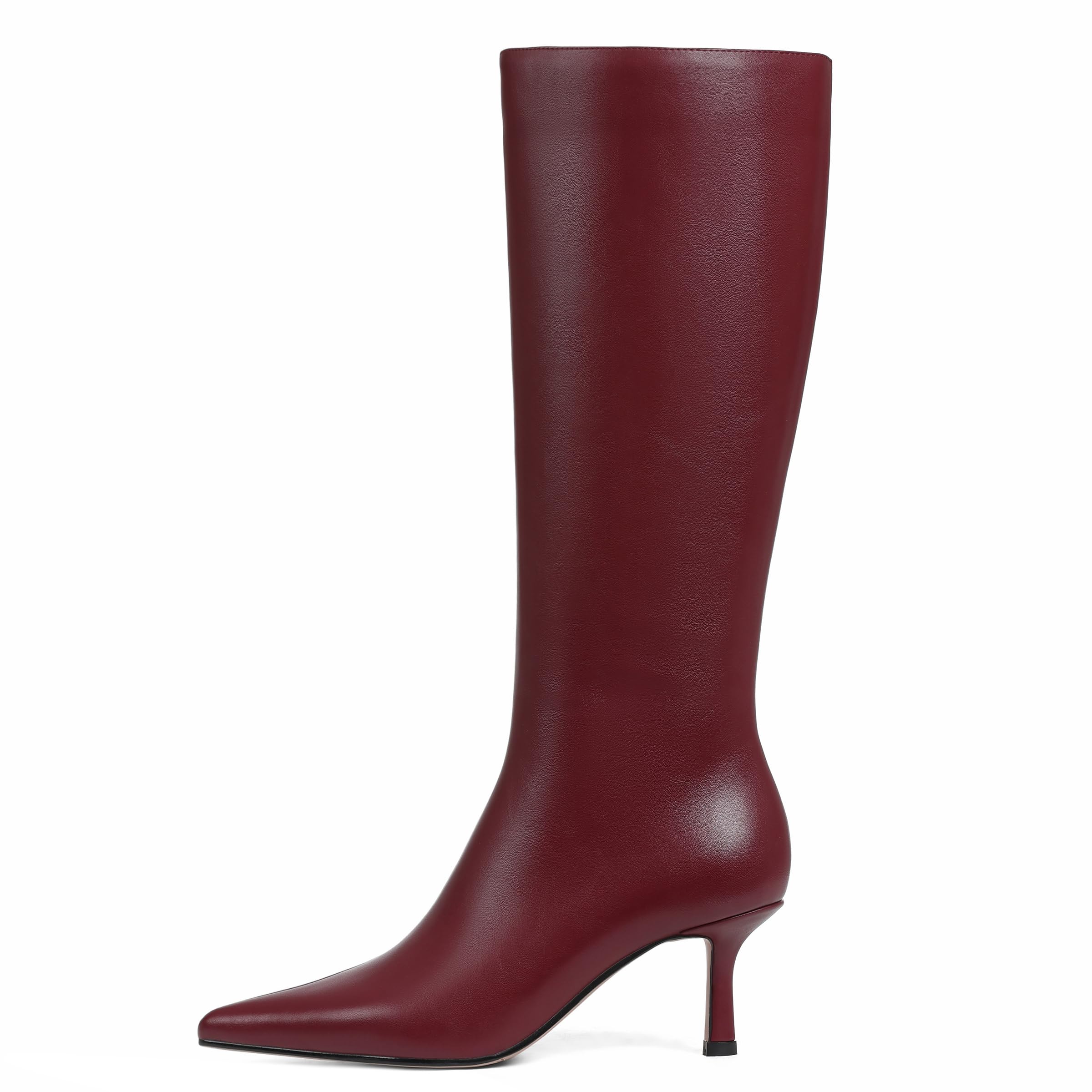 Photo 1 of **HAS DAMAGES** CELNEPHO Burgundy Knee High Boots Women Pointed Toe Tall Boots Stiletto High Heel Long Boots Side Zipper Sexy Dress Boots