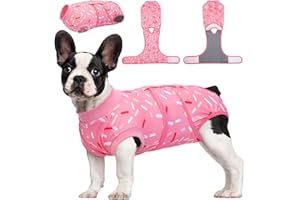 Kuoser Dog Recovery Suit Female, Soft Puppy Surgery Suit, Dog Recovery Suit After Surgery, Post-Op Onesie for Female & Male Dogs, Soft Protective Wear, PinkRibbon S