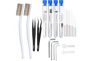 YOUYIDUN-48Pcs 3DPrinter Nozzle Cleaning Kit, 3DPrinter Nozzle Cleaning Needles Nozzle Cleaner 0.15/0.25/0.35/0.4/0.5/0.6/0.8mm, Stainless Steel Needles, Tweezers, Wire Brush for 3DPrinter Accessories
