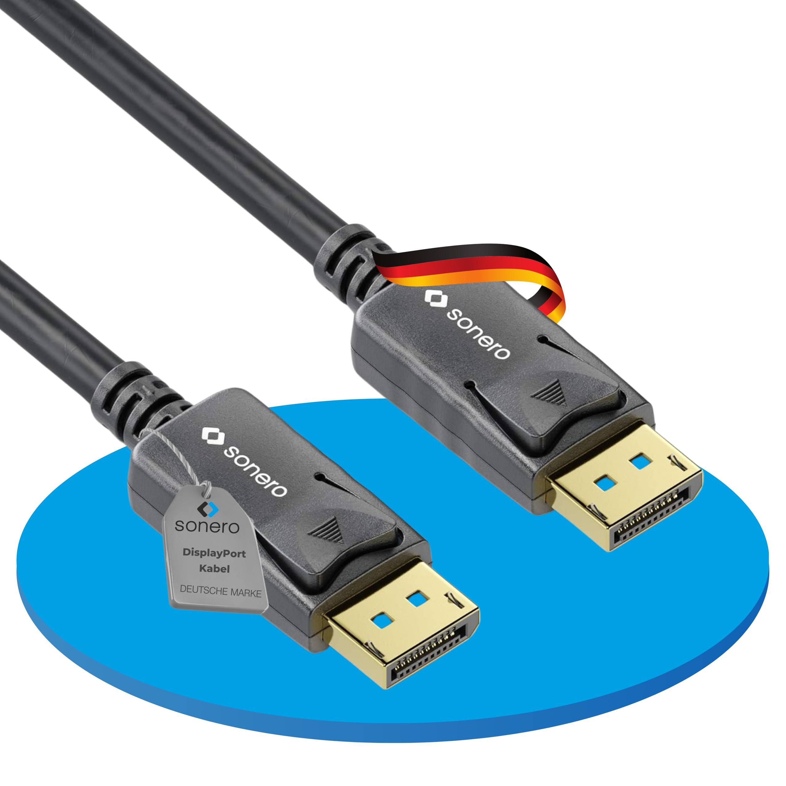 Sonero 5m DisplayPort Cable 1.4, DP to DP, 8K 60Hz, Black, 5m