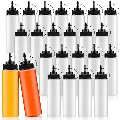 Dandat 24 Pcs Condiment Squeeze Bottles for Sauces 12 oz Plastic ...