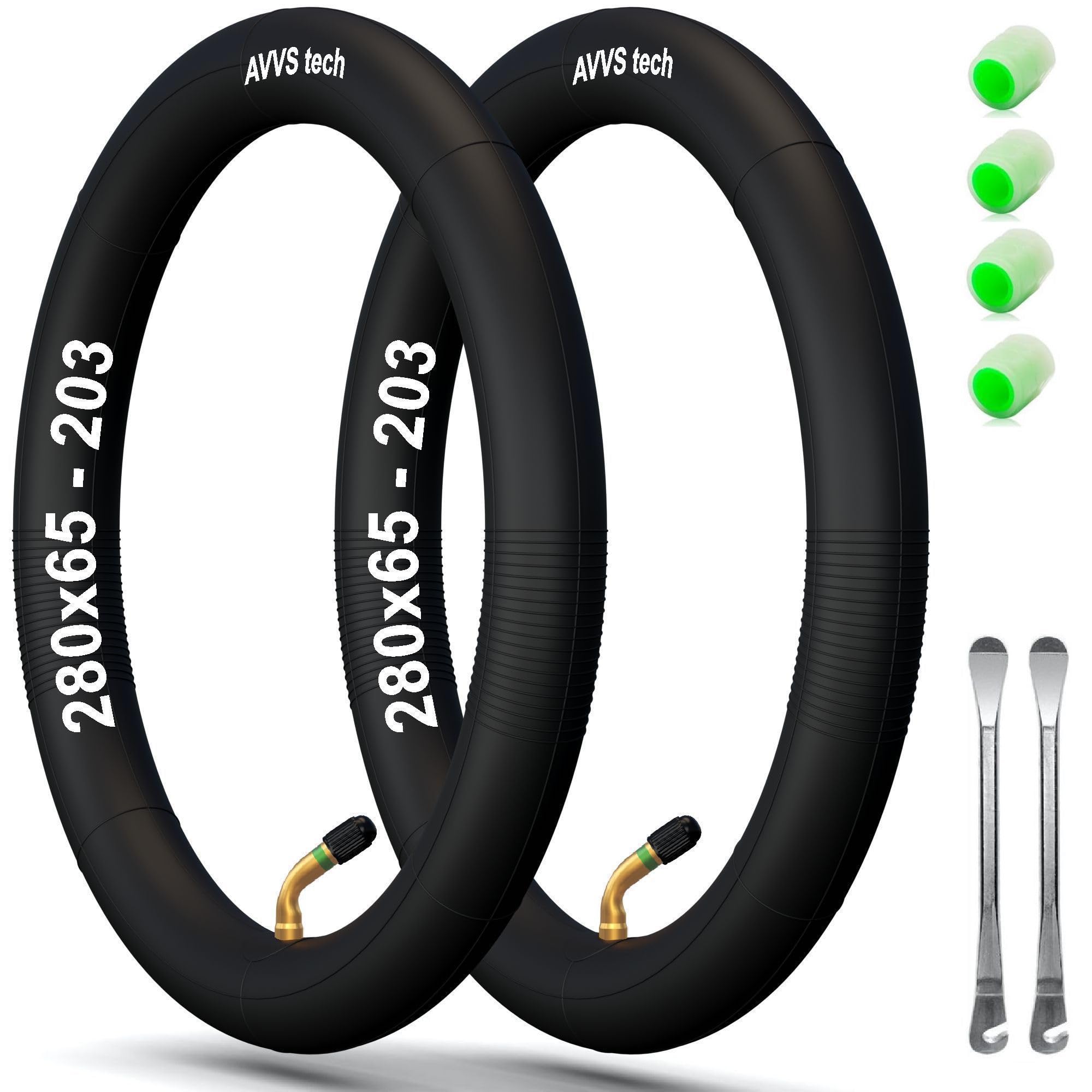 280x65-203 stroller inner tube 12" with 45° valve | Pack of 2 | for scooter, stroller, tricycle, balance bike, trailer