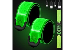 Gelapa 2 Pack Running Lights for Runners, LED Reflective Arm Bands with USB Rechargeable, High Visibility Light Up Reflectors