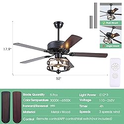 52 "Farmhouse Ceiling Fans with Lights and