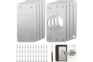Cabinet Hinge Repair Plate, 8 PCS Stainless Steel Hinge Repair Brackets Kit with 48 Screws 1 Screwdriver, Kitchen Cabinet Hin