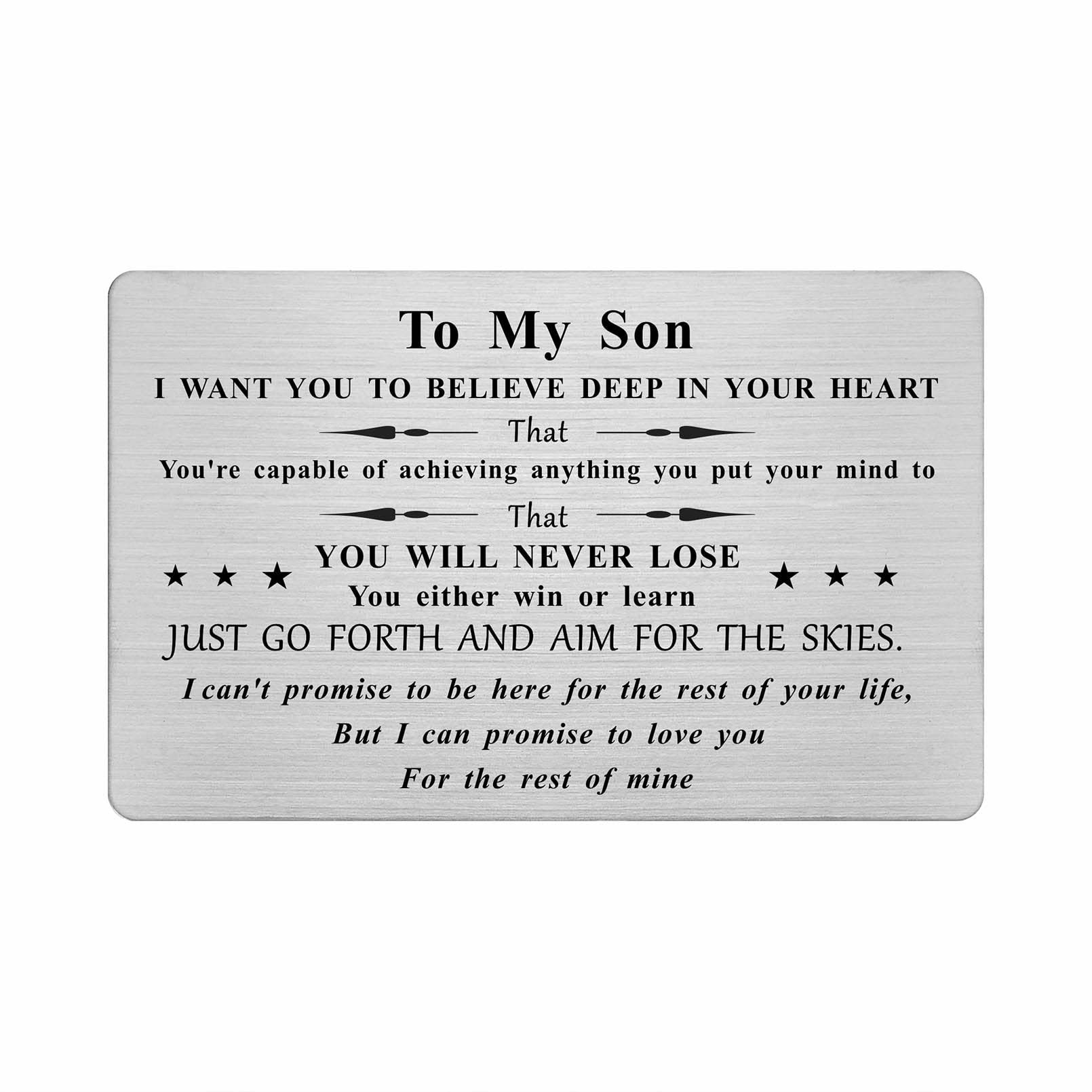 FALOGI Son Gifts Wallet Card from Mum Dad, Son Birthday Card Adult Personalised, I Love You My Son Gifts
