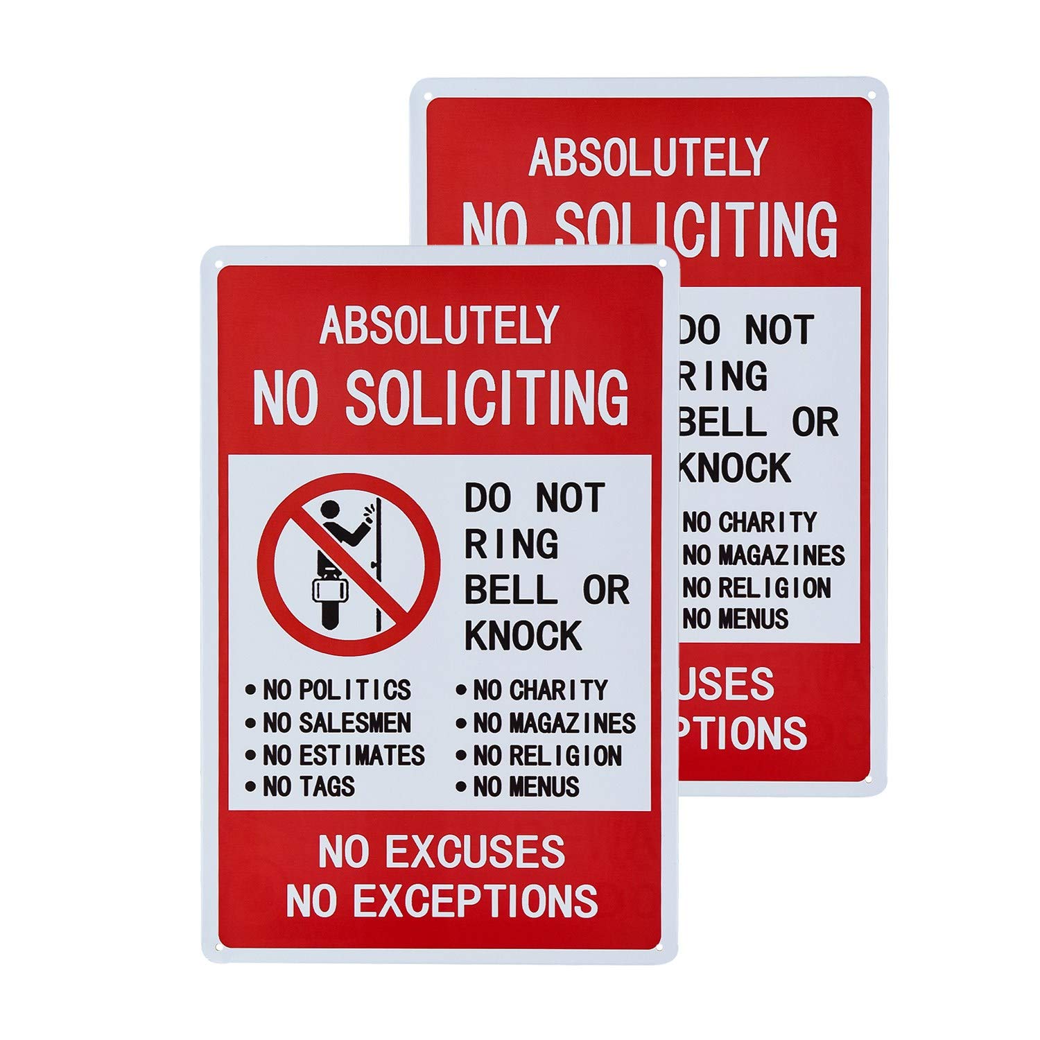 不适用 2 Pack Funny Metal Decor Signs Absolutely No Soliciting No Political Causes, Garage Home Yard Plaque Wall Art