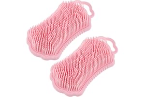 SECFOU 2pcs Silicone Body Scrubber Bath Shower Brush for Exfoliating Dead Skin and Scalp Massage Soft