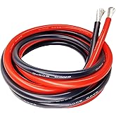 DONOKY 6 AWG Silicone Wire 6ft, Ultra Flexible 6 Gauge Stranded Wire, 3200 Strands 0.08mm Tinned Copper - Battery, Automotive, Solar, Inverter (Black 3ft + Red 3ft Separated)