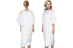 EZGOODZ Poly-Cotton Patient Gown, Large. 3 Pack Cloth Hospital Gowns for Men with Front, Back Snap Closure. Reusable Medical Gowns for Patients. Hospital Patient Gowns for Women with Short Sleeves