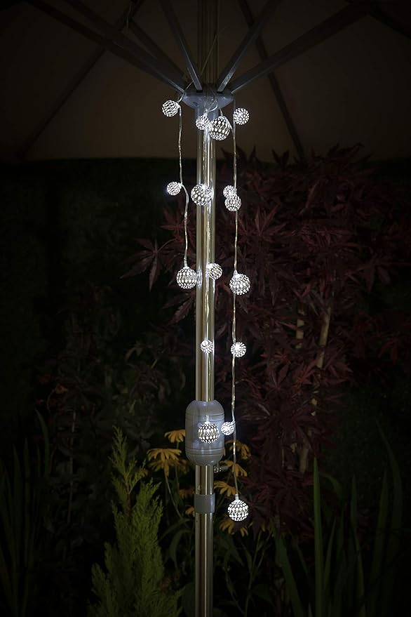 Noma 16 Parasol Lantern Lights With White Led Bulbs Battery Operated Amazon Co Uk Garden Outdoors