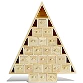 Geetery Advent calendars diy Wooden 2026 Christmas Countdown Calendar 14.17 Inch Christmas Tree Shape with 24 Removable Day Drawers Paint Your Own Calendar for Kids Xmas Decor