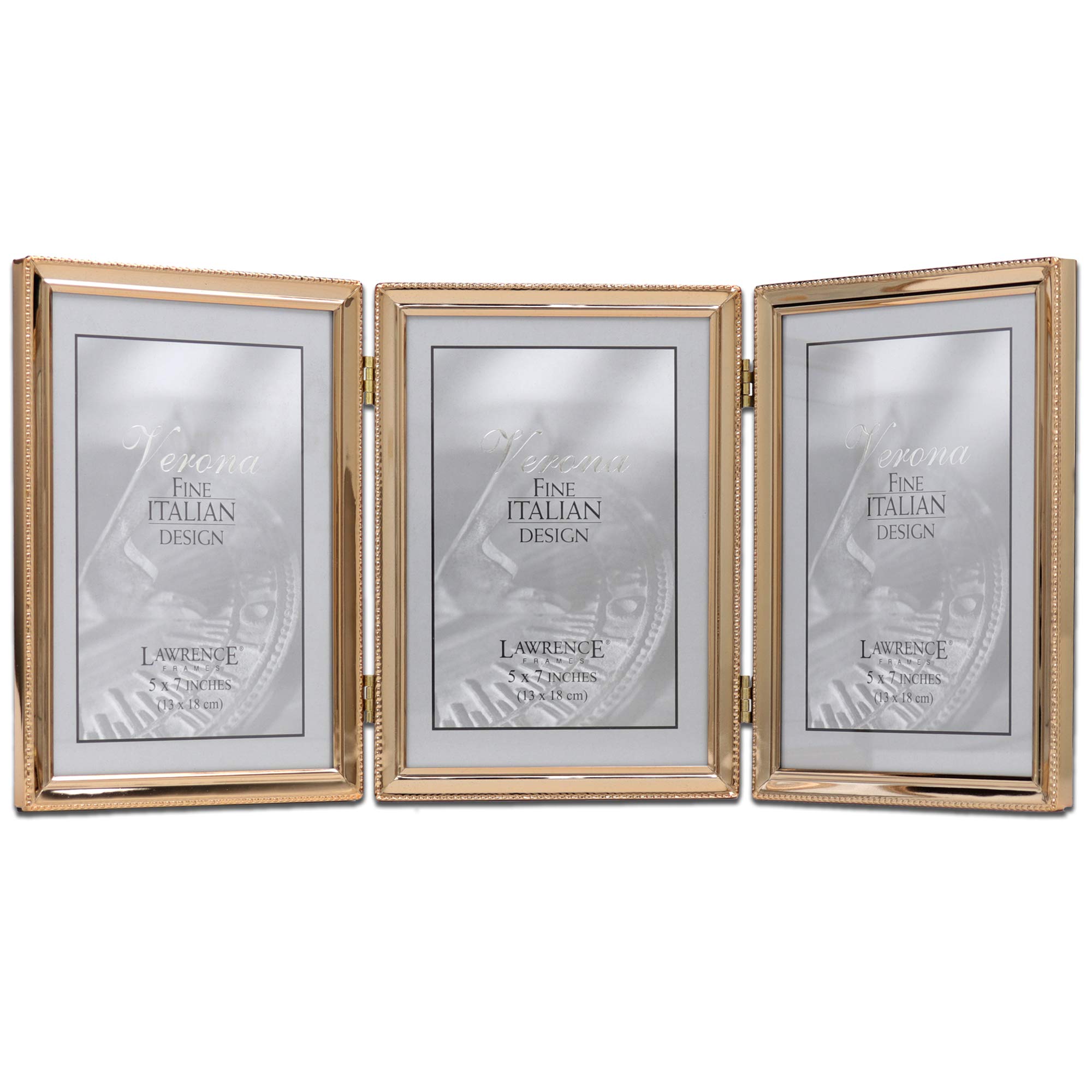 Lawrence Picture Frame, Metal, Gold, 5x7 Triple