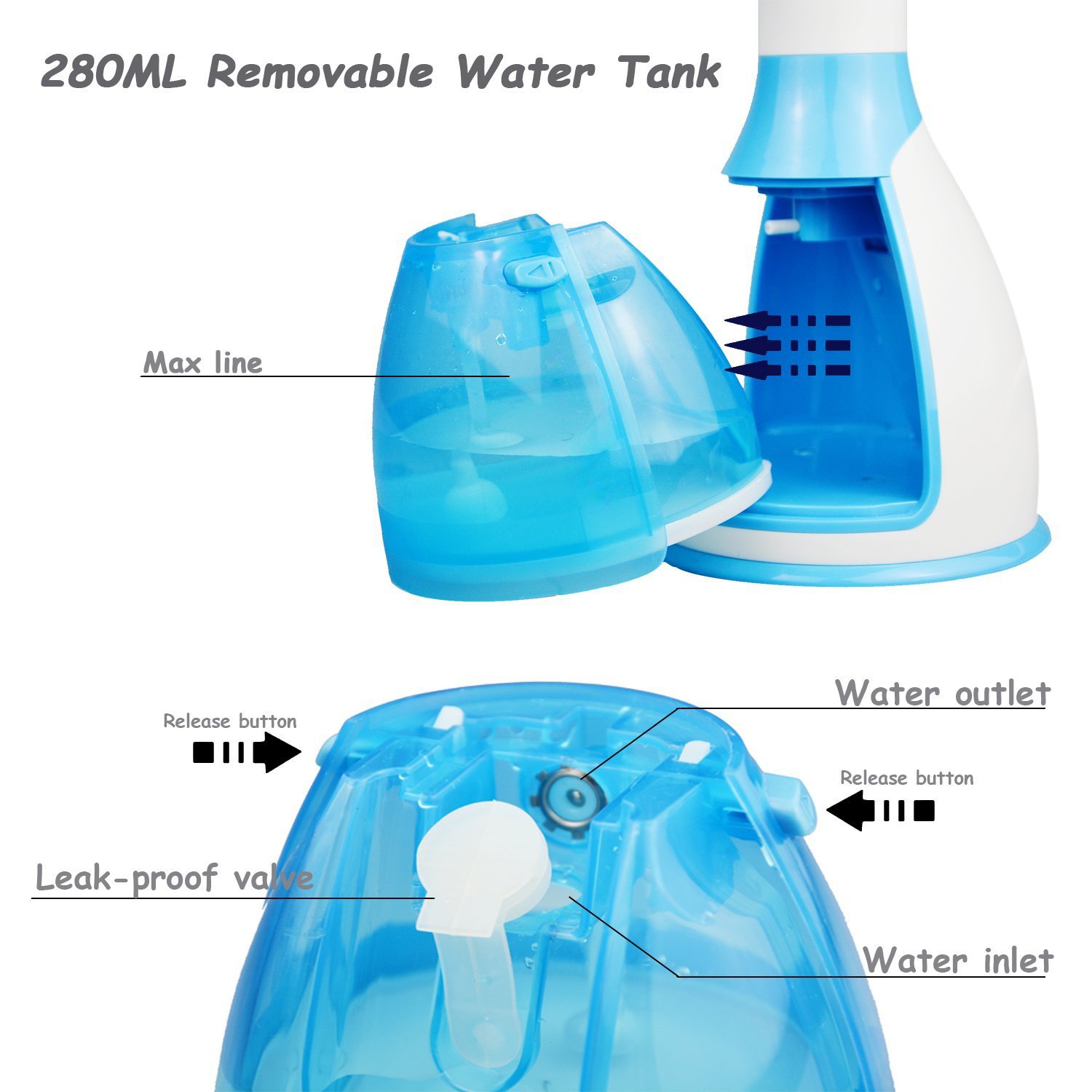 Wishesport Garment Steamer Handheld Fabric Steamer, 15 Seconds Fast Steaming 280ml Removable Water Tank Vertical And Horizontal Steam Dual-Use Clothes Steamer For Home,Travel,Vacation