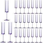 SHIQIKEJIPTY 24 PCS Purple Champagne Flutes Plastic 5.4 OZ Champagne Flutes Acrylic Reusable Pastel Colored Plastic Glasses Long Stem Wine Glasses Toasting Wedding For Party Birthday Anniversary