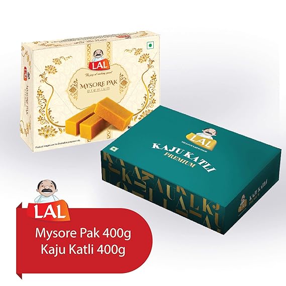 LAL Combo Pack of Mysore Pak (400g) and Kaju Katli (400g)
