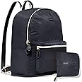 Paravel Fold Up Travel Backpack | Packable Foldable Travel Bag | Carry On Nylon Backpack with Trolley Sleeve | Derby Black