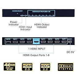 HDMI Splitter 1x8, 4K HDMI Splitter 1 in 8 Out