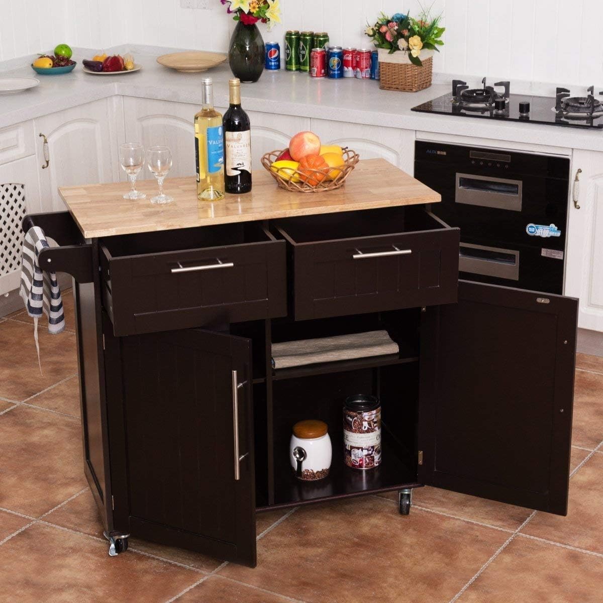 Kitchen Island Cart Rolling Trolley Storage Cabinet Utility Rack Drawer Display Kitchen Islands Kitchen Carts Home Garden Worldenergy Ae