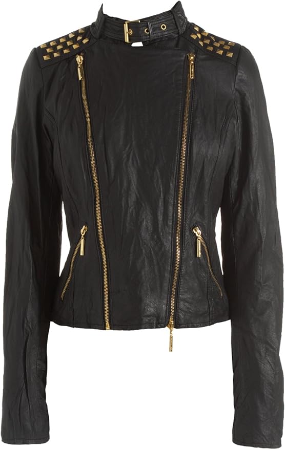 Lipsy Womens Leather Studded Shoulder Jacket Black Ou00300 8 Amazon.co