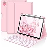 aMZCaSE for iPad A16 11th 10th Generation Case with Keyboard - 7 Colors Backlight Detachable Folio Keyboard Case for iPad (A16) 11th Gen 2025 & 10th Gen 10.9 inch 2022, Smart Wake/Up, Light Pink