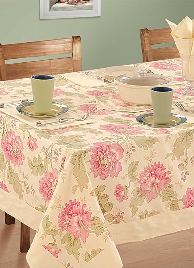 Swayam Libra Printed Cotton Six Seater Table Sheet - Cream (RDS16-60x90-3612)
