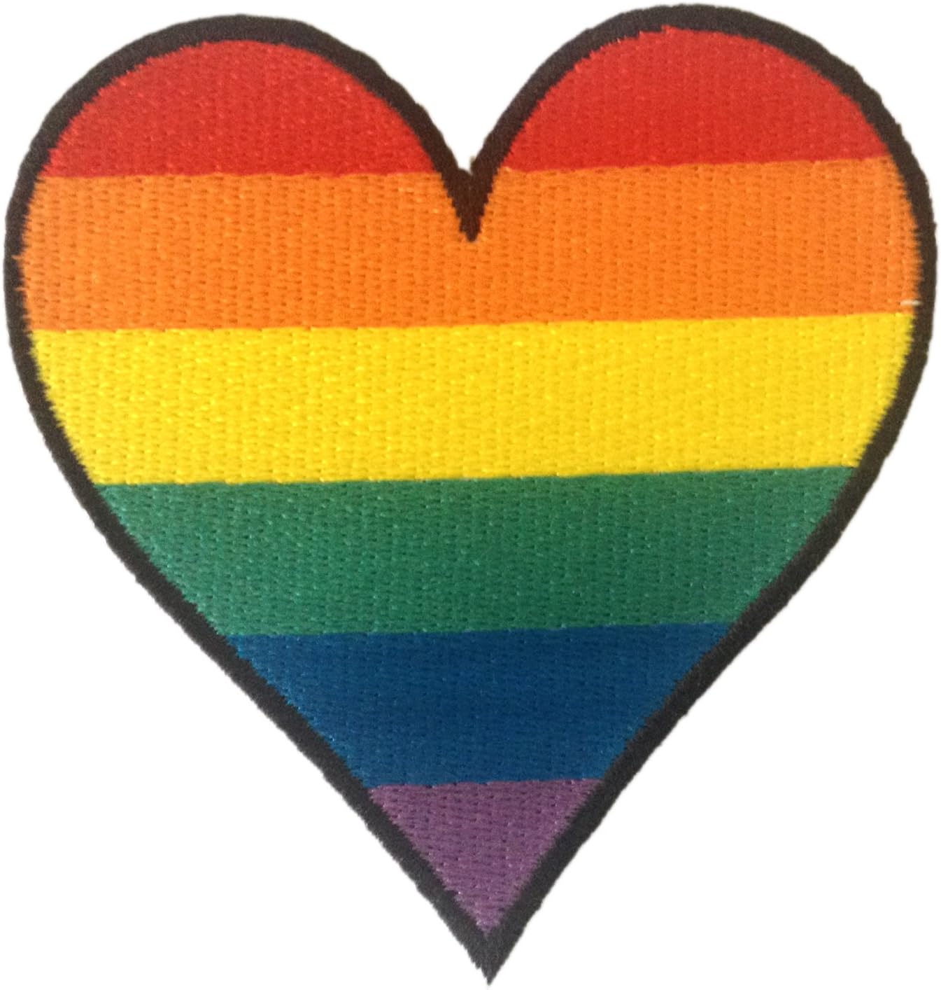 Gay Pride Lesbian Lgbt Heart Love Iron on Patches Embroidered, Rainbow, Medium