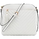 FashionPuzzle Chevron Quilted Medium Crossbody Bag with Tassel Accent