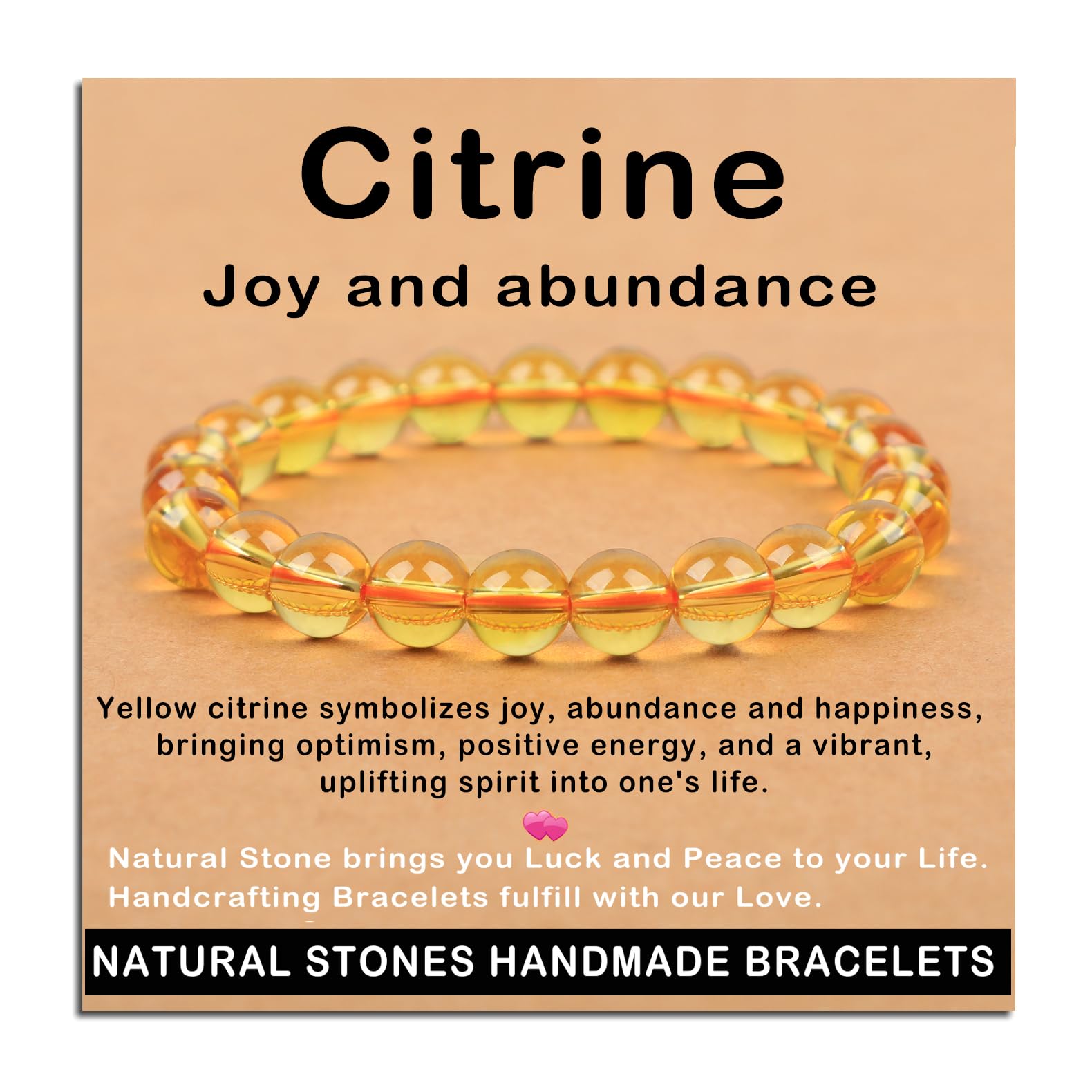 AD Beads Handmade Gemstone Stretch Elastic Bracelet