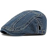 LXOrdora Men Denim Newsboy Flat Cap Ivy Driving Gatsby Cabbie Hat