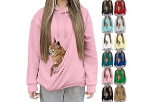 BJUTIR Kangaroo Pouch Hoodie For Women Oversized Dog Pouch Sweatshirts Pet Carrier Pullover Animal Holder Long Sleeve Tops