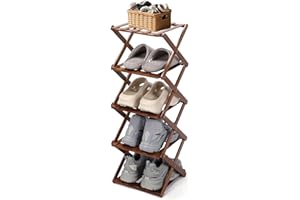 MEKOTRIN Foldable Shoe Rack, Standing Shoe Storage Shelf, Space Saving Folding Shoes Standing Organizer for Entryway Closet B