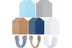 Primbeeks 125 Pcs Premium Gift Tags, 5 Colors Kraft Paper Tags with String, Double-Sided Available Price Tags Colored Tags Greeting Tags Hanging Tags for Christmas Gift DIY Crafts Party Favors