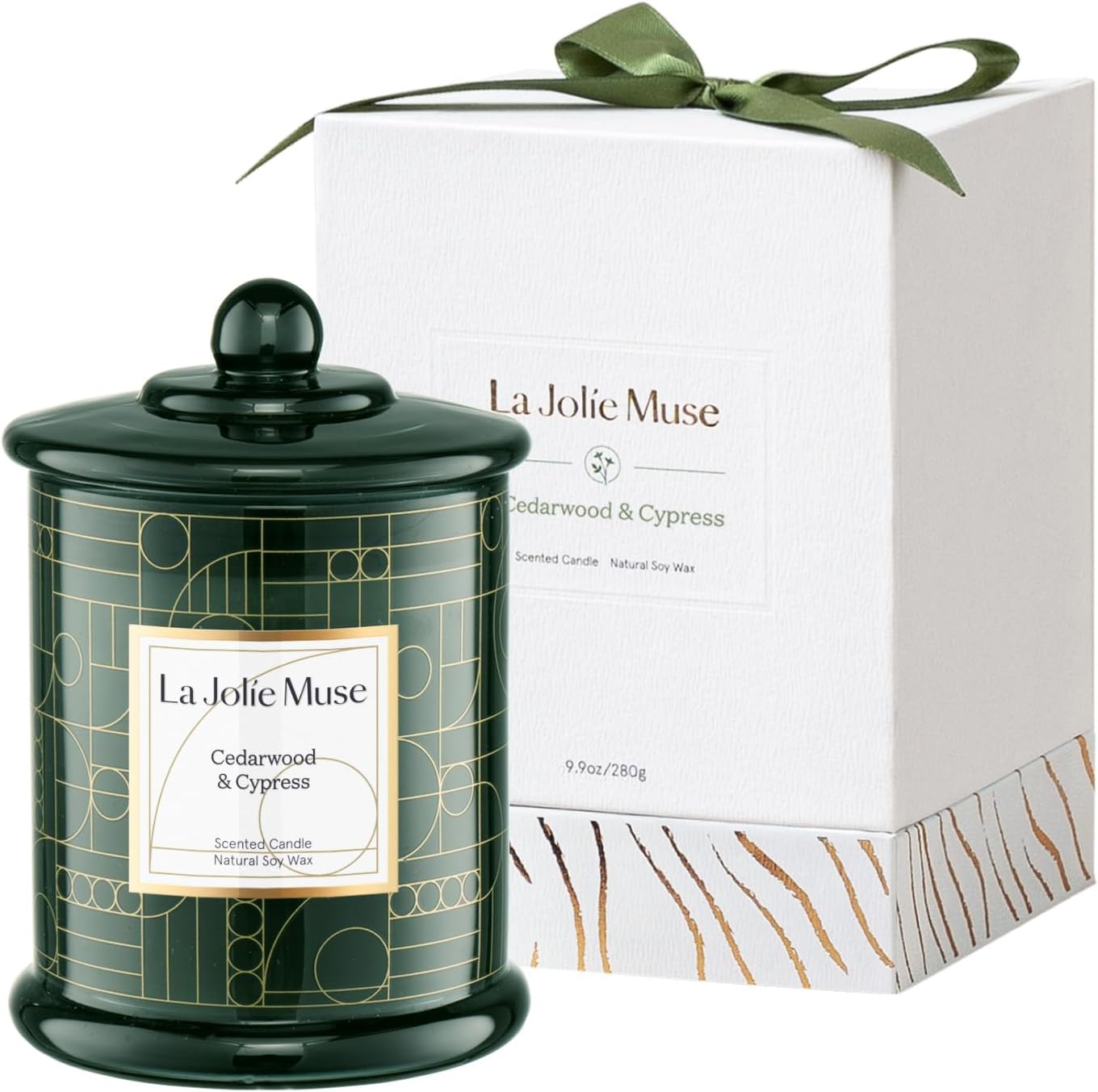 Candles & Holders - LA JOLIE MUSE Christmas Candle, Cedarwood & Cypress Candle, Holiday Candle Gifts, 75 Hours Long Burning, Natural Soy Candle Gift, Fancy Jar Decorative Candle