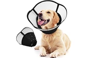 Allroaring Dog Cone Alternative, Soft Dog Cones for Large Dogs, Adjustable Doggie Recovery Cone Collar Comfy Pet Elizabethan Collars to Stop Licking for Wound Healing Care Spay Neuter, Black L