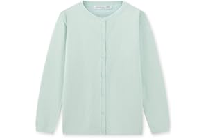 CUNYI Girl's Crewneck Lightweight Button-up Cardigan Cotton Knit Sweater Casual Cute Outerwear