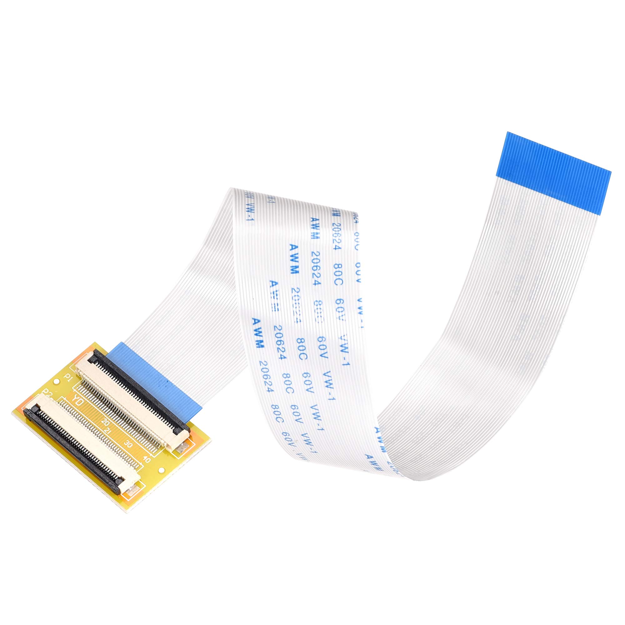 sourcing map Flexible Flat Cable (A Type) and Flip Up to Mount Extend Adapter Kit, 40 Pin 0.5mm Pitch 200mm FFC for LCD TV Car Audio DVD Player Laptop