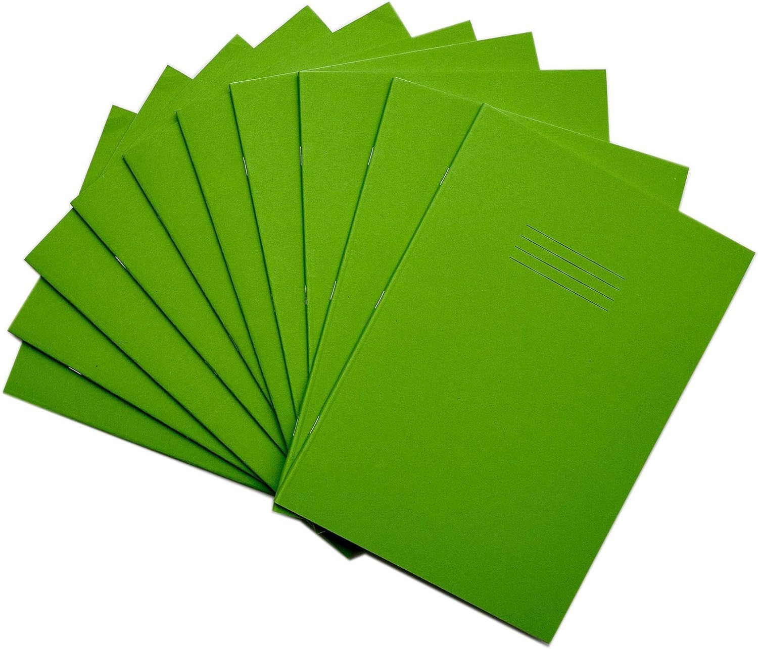 Rhino A4 Exercise Books, 64-Page/Top Half Blank & Bottom Half 15mm Lined Paper Notebook, 10-Pack, Office & School Stationery Supplies, Light Green