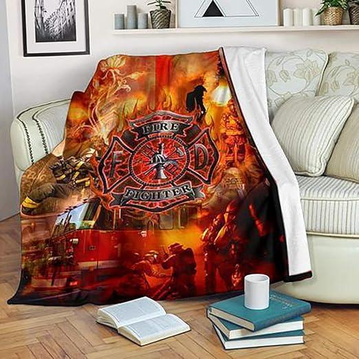FEELINGGOODDESIGNS Firefighter Blanket LXVI Home & Kitchen